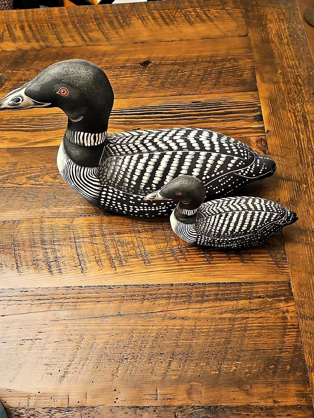 Vintage  Loon Pair of Loon Decoy Stuffed  Figurines Black & White